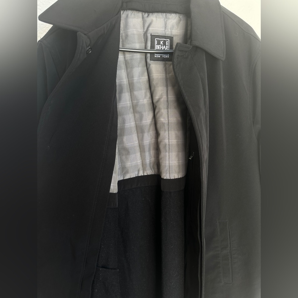 Ike Behar Black Peacoat men’s Medium knee length jacket - Picture 4 of 12
